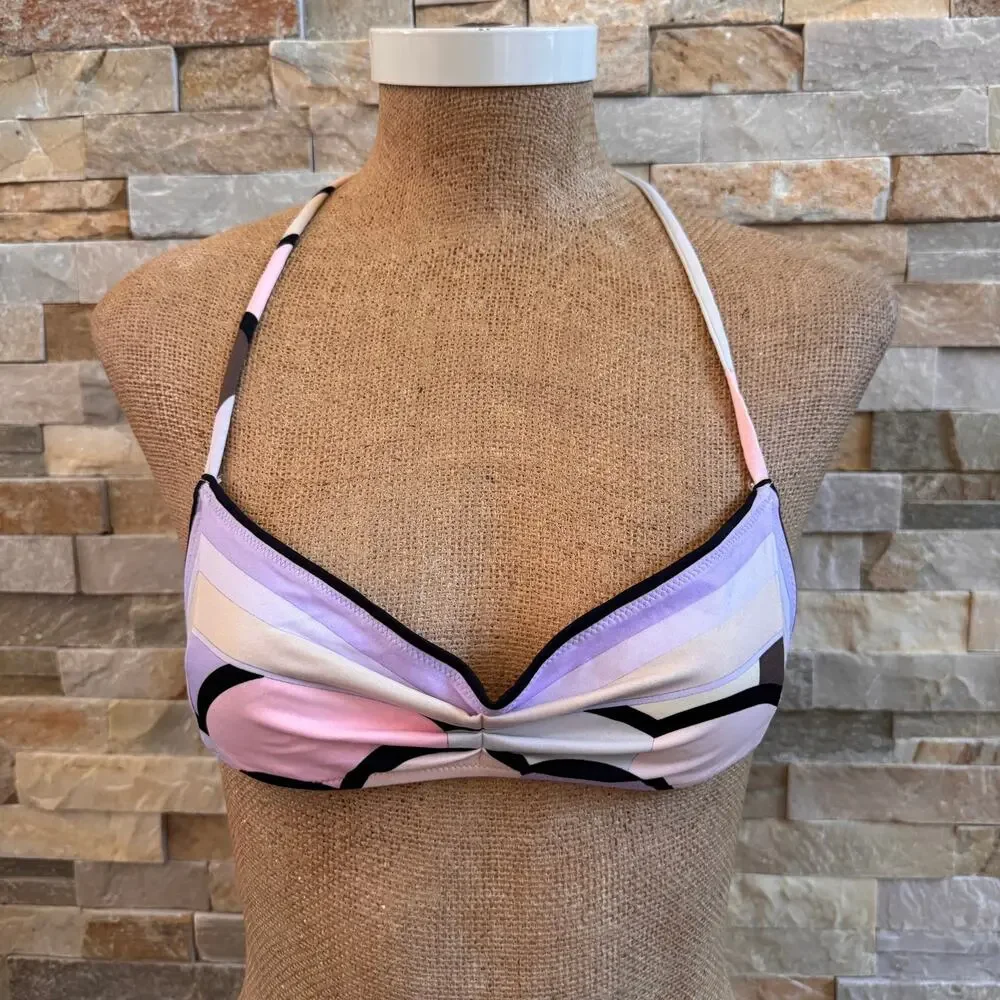 Emilio Pucci Y2K Print Luxury Halter Bikini Swim Bathing Suit Classic Print XS